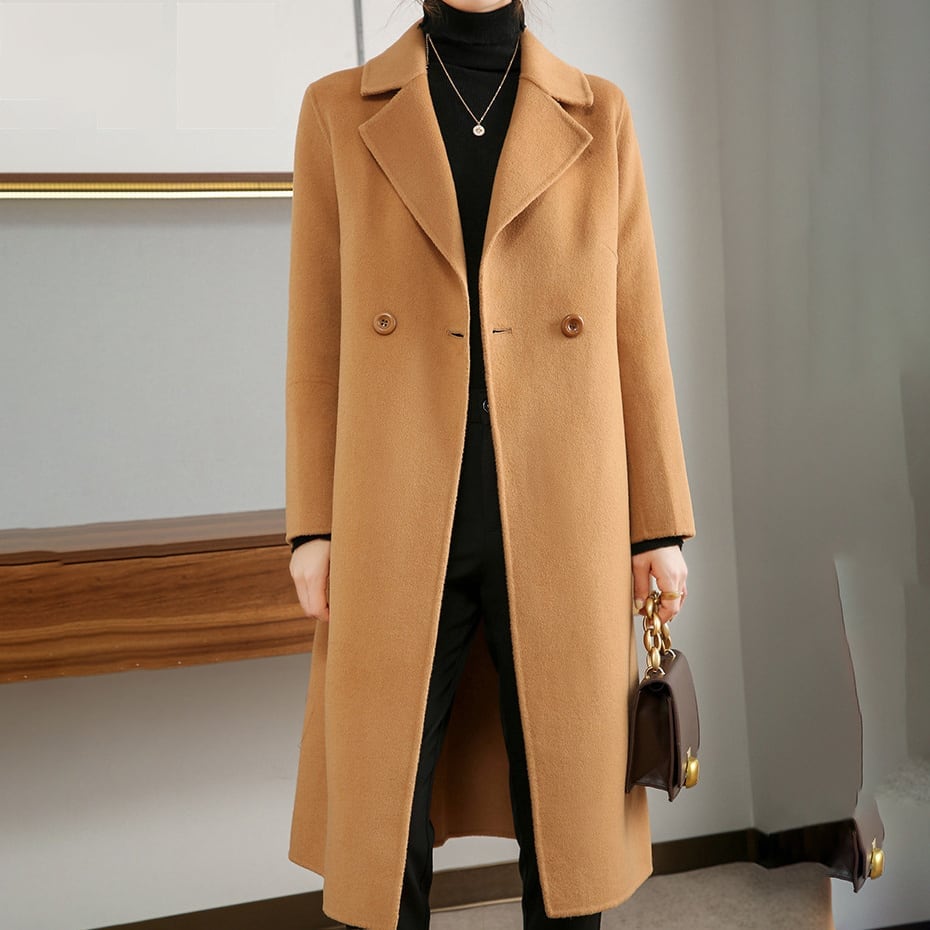 アウター 上着 コート チェスターコート Ａライン 膝下丈 ミモレ丈 ロング丈 フレア 無地 襟付き ダブルブレスト 温かい 防寒 防風 体型カバー スタイルアップ 可愛い かわいい きれいめ lou