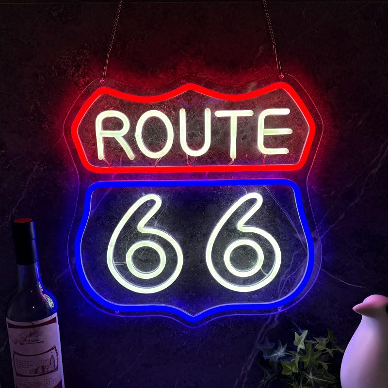 【WNJAPAN】 ネオンサイン ROUTE66 インテリア 壁掛け 看板 サインボード 部屋 玄関 子供部屋 カフェ バー 雑貨 アメリカ雑貨 アメリカン雑貨 店舗用 NK-56