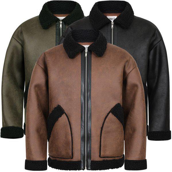 クラシック スタンダードフィット カジュアル ムートン ジャケット ジャンパー ハイネック ライダー