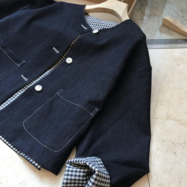 11 美しい両側に着用！！！rシングル高品質xiaoxiangスタイルファッショナブルな格子模様の女性用のゆるいスリム2ウェアジャケット 裏地：30％綿70％ポリエステル