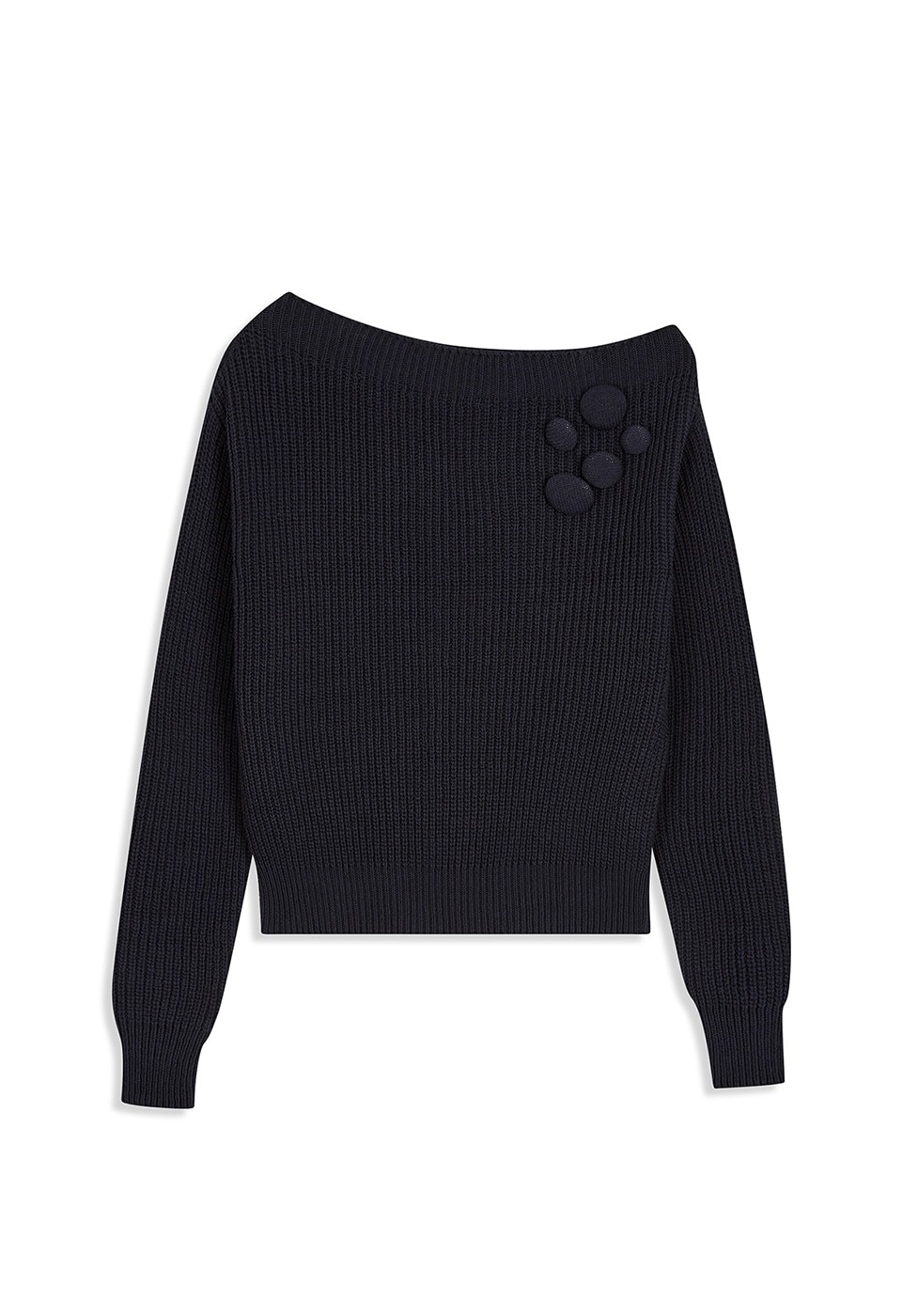 【OPEN Yy】 26SS BADGE APPLIQUÉ KNIT PULLOVER : NAVY