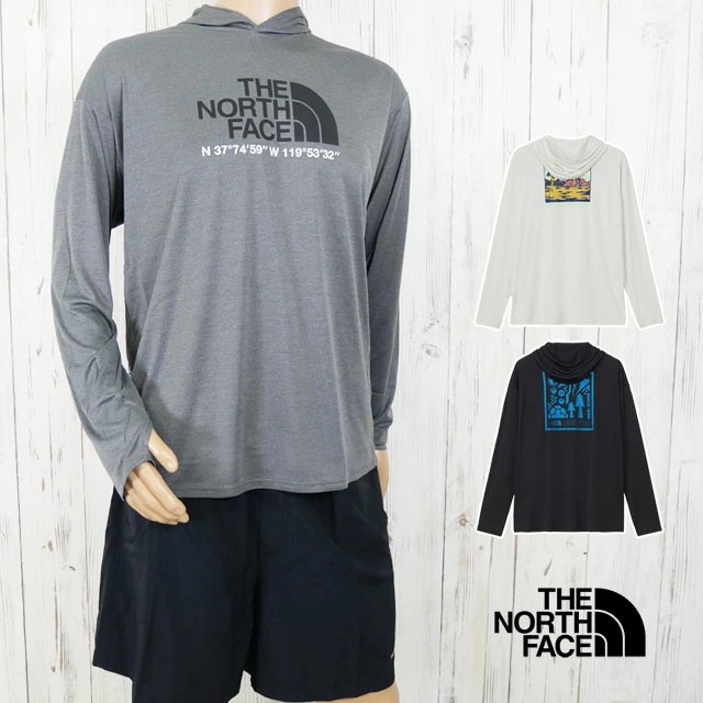 ザ・ノース・フェイス パーカー Tシャツ メンズ NT12540 ウォータースムースフーディ 長袖 トップス レディース 薄手 UVガード アパレル 静電ケア 軽量 スポーティ ウェア 黒 グレー 白
