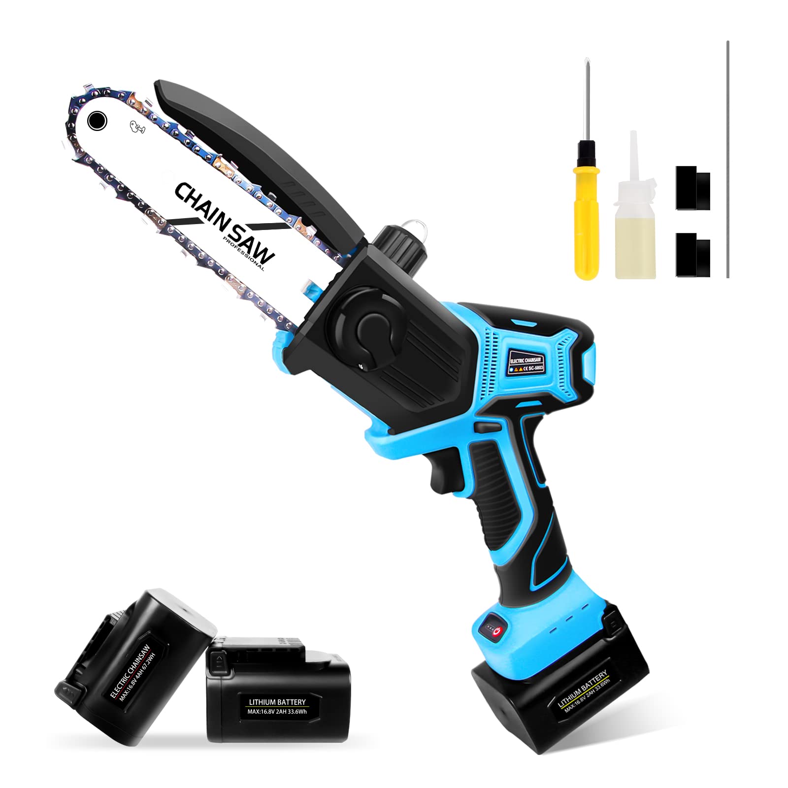 SWANSOFT 充電式チェーンソー 155mm 電動 ハンディソーコードレス 自動給油 庭木剪定電動ノコギリ（品番5803）