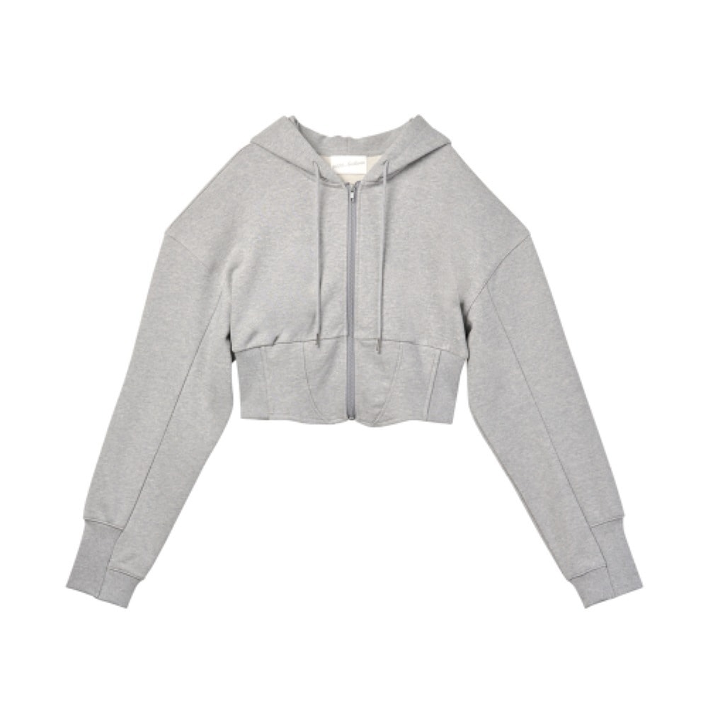 2000Archives CORSET JERSEY HOODIE GREY MELANGE 2AHDSS240