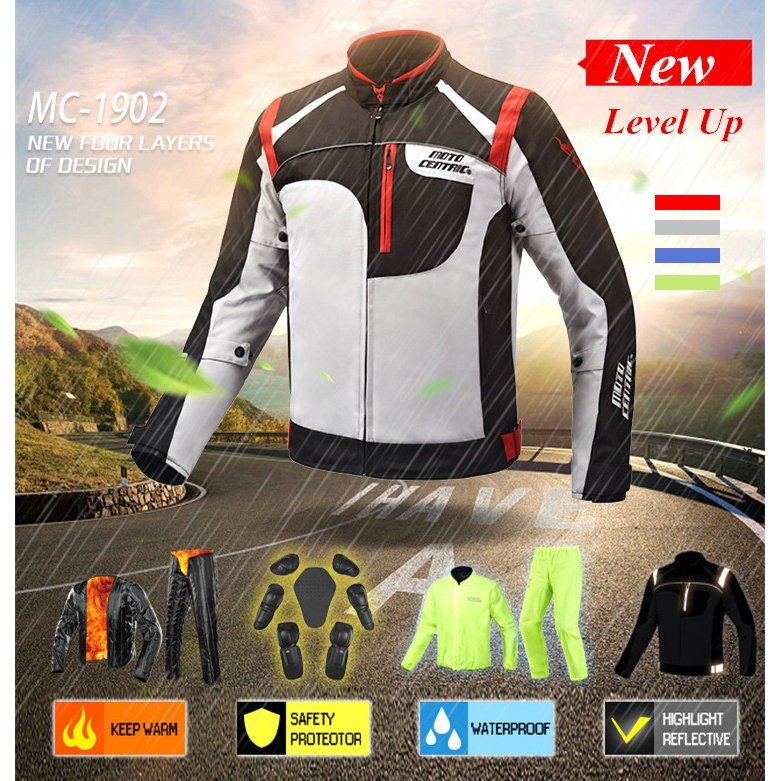 バイクジャケット メンズ 4シーズン インナー付き　防水　防寒　 レーシング 大きいサイズ ライダー