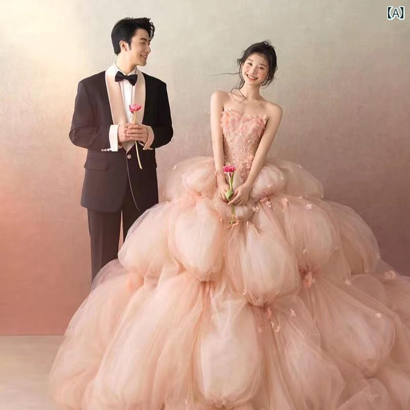 ドレス　パーティー　レディース 女性用 イブニングドレス 高級 ヘビーデューティー パーティー 美しい ピンクの 卒業 式用 パフィー スカート 成人 式