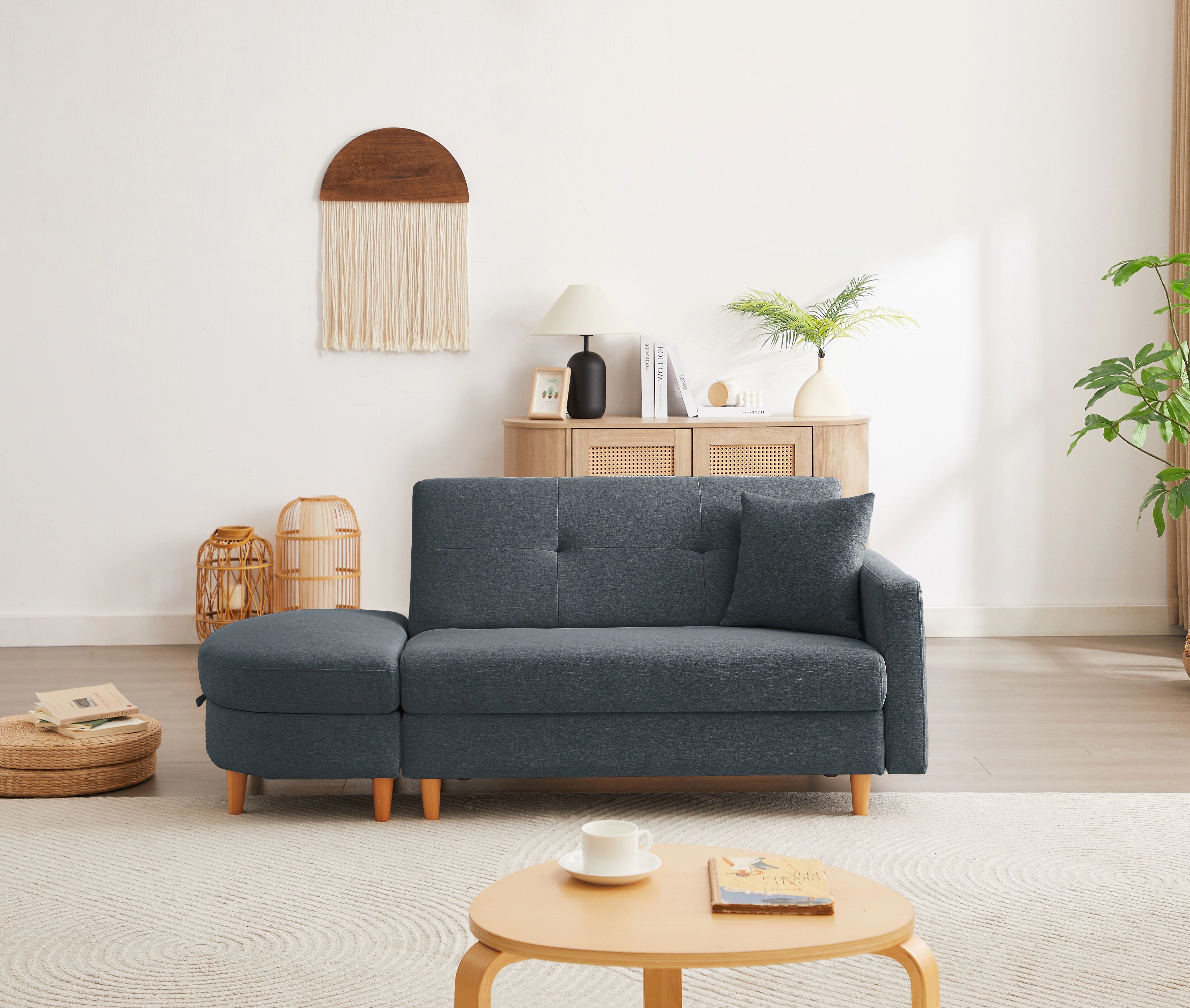 589ソファ 2人掛け カウチソファ 収納機能 オットマン付き 左右肘掛け 木脚付き レイアウト自由 ソファセット 東京出荷 2－３日発送 収納ポケット付 L字 コーナーソファー おしゃれ 北欧 ナチ