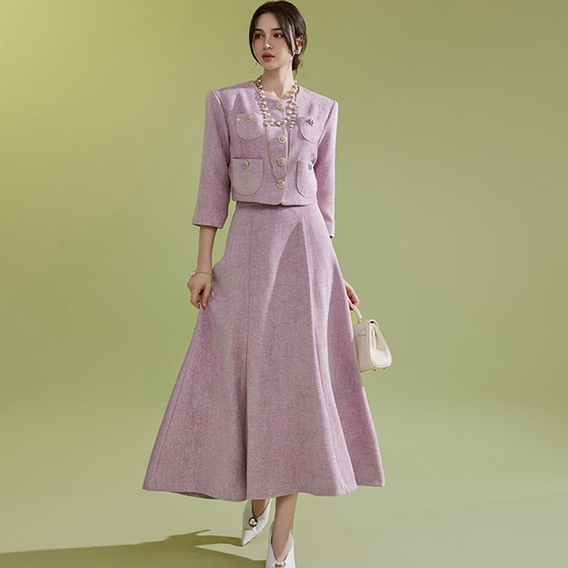 D4630 ジャケット スカート ツイード ツーピース