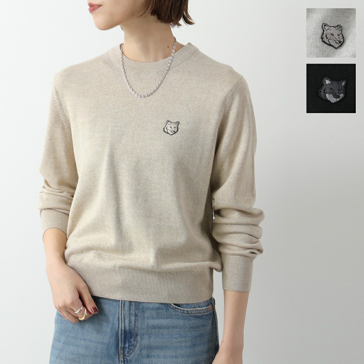 MAISON KITSUNE メゾンキツネ セーター MW00801KT1036 レディース ニット ウール 長袖 フォックス刺繍パッチ カラー3色