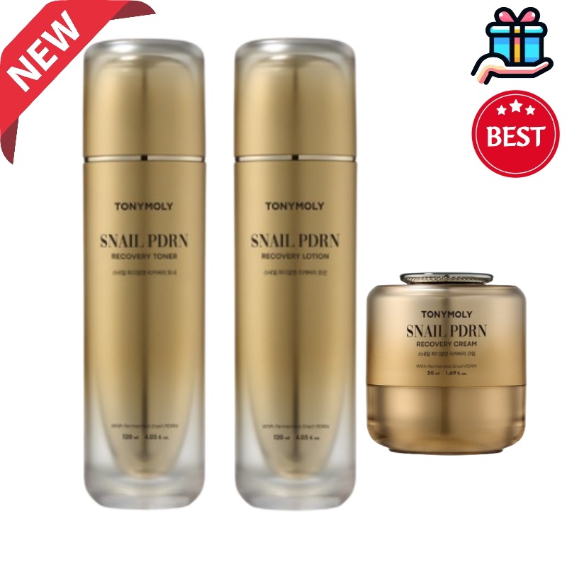 [NEW/新作韓国人気 基礎化粧品セット] スネイル PDRN リカバリー 3点セット トナー ローション クリーム 化粧水 乳液 +スネイル顔パック10枚追加贈呈 スキンケア 保湿 弾力 シワ