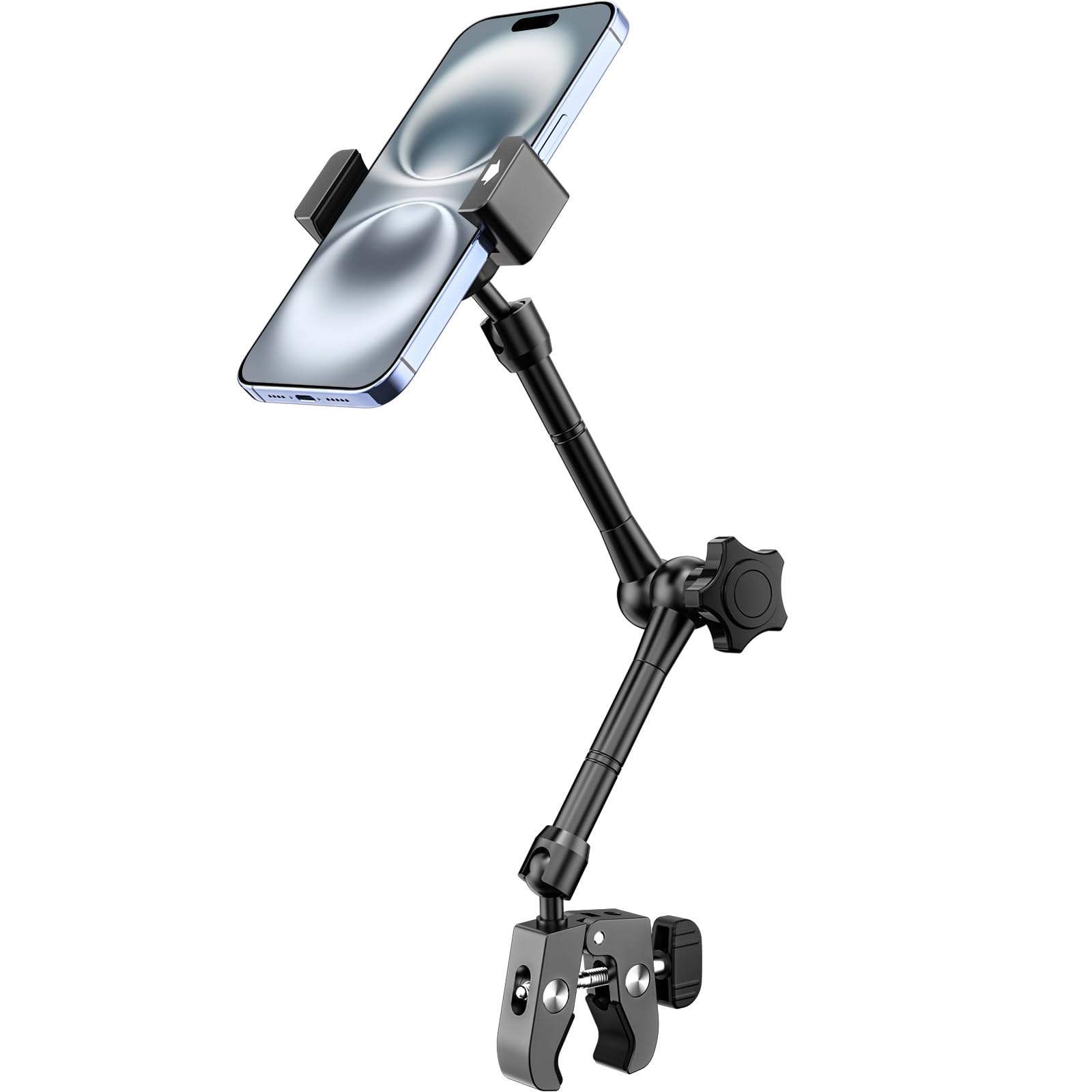 Dosvsi【全金属製】 スマホホルダー エアロバイク/車椅子/マイクスタンド/ベビーカー/ゴルフカートなどに適用 カップ用 ハンドルバー ポール マウント 360度角度調整可能 頑丈で耐久性 脱着簡