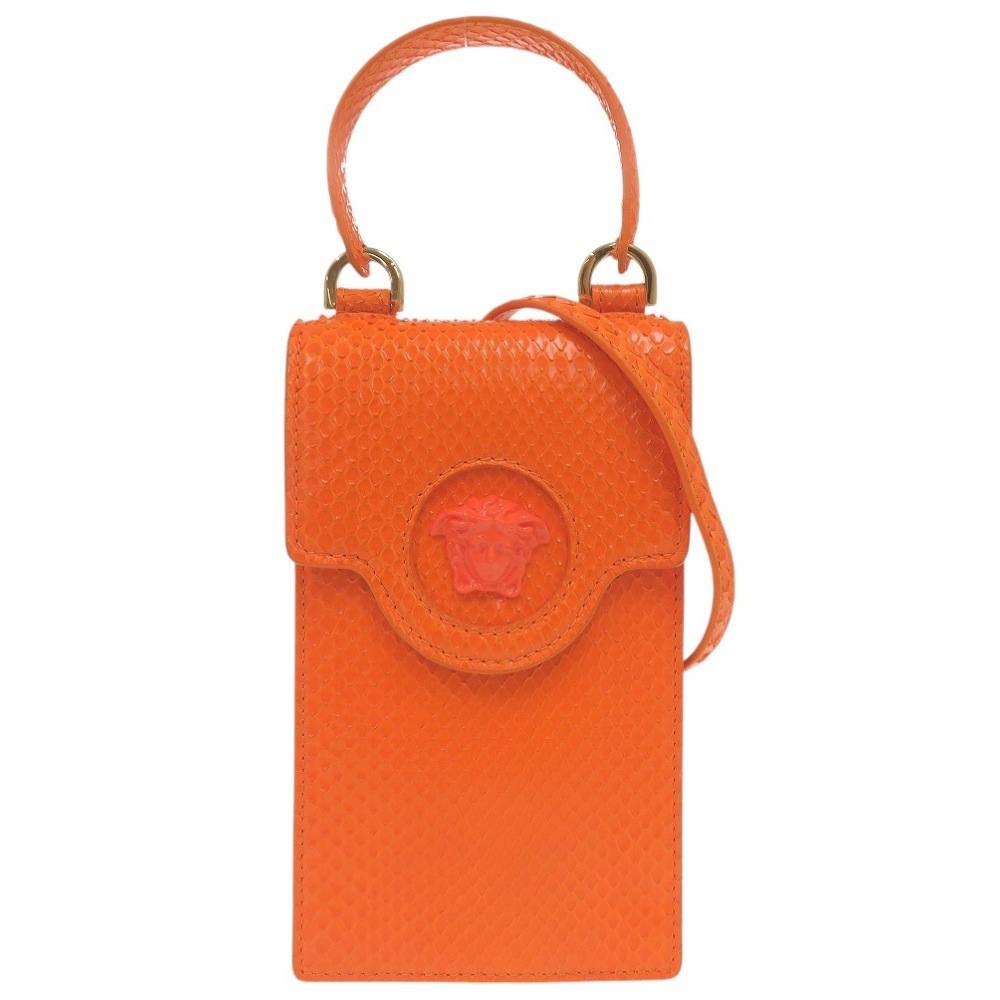 美品 メデューサ スマートフォンケース ショルダーバッグ ショルダーバッグ パイソン/パイソン オレンジ 1677【中古】 ユニセックス