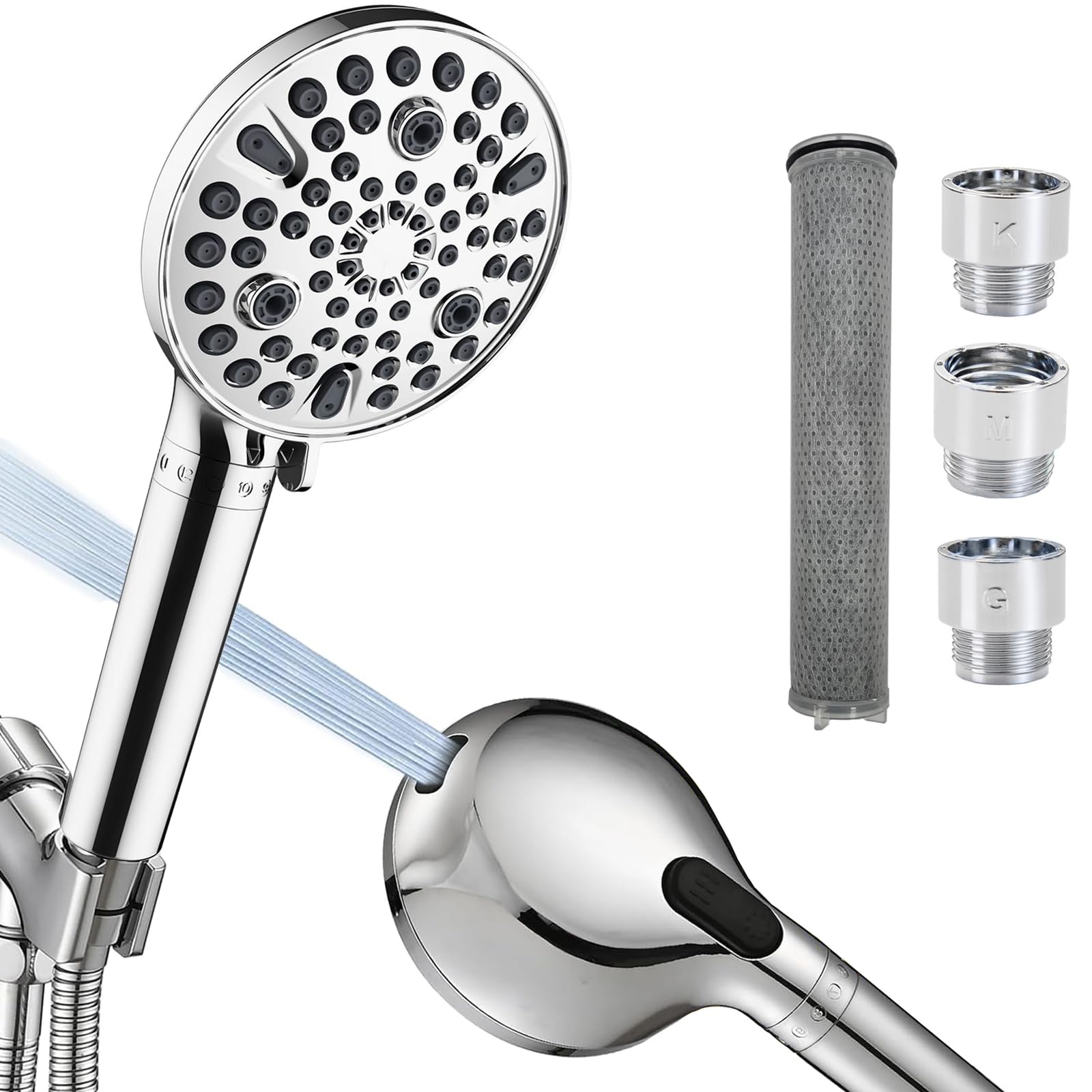 CoolWAY オーガニックファインバブルシャワーヘッド 塩素除去率99% マイクロナノバブル 浄水 節水 温ミスト 活性炭 10段階水流水圧切替 浄水シャワー(活性炭フィルターシャワー)PM2312