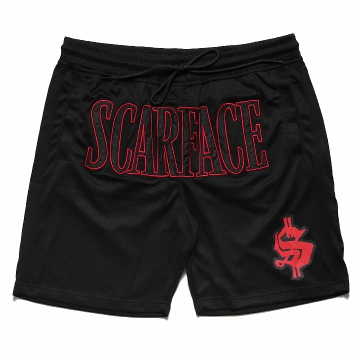 REASON × 映画 スカーフェイス ハーフパンツ バスパン 半ズボン 短パン メンズ 春夏用 黒 大きいサイズ Scarface 限定 コラボ 公式 リーズン