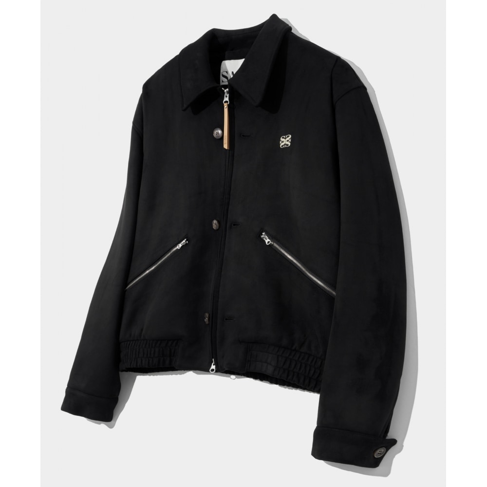 SATURテオフォックススエードショートジャケットパイロットブラック