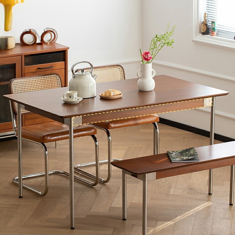 テーブル 天然木 角型 北欧 角丸み 幅120cm 幅140cm ダイニング 食卓 幅160cm 幅180cm 食卓テーブル リビング ダイニングテーブル 木製 レトロ ブラウン 無垢材 ツ