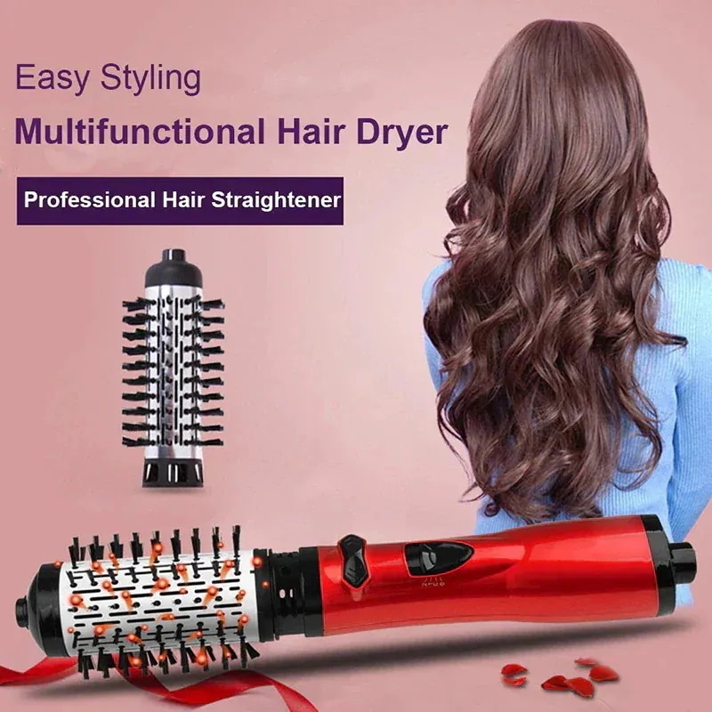 ストレートアイロン サロンツール 多機能ヘアドライヤーブラシ アイロン 負イオン 新品ロータリーヘアドライヤー 50mm