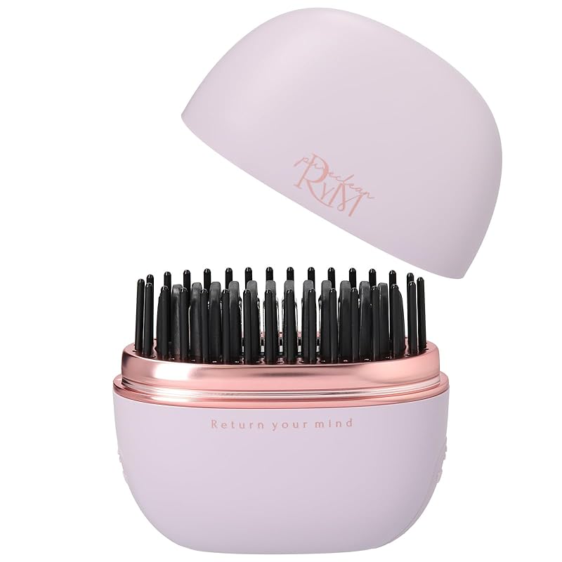 RYM ポータブル コードレス ヘアアイロン 【軽さ137gで持ち運び楽々！手のひらサイズ】 コーム ストレートアイロン ミニ アイロン コテ 充電式 (ライトパープル)