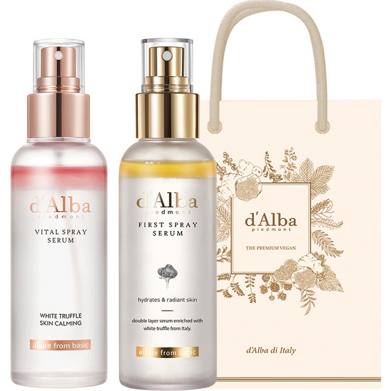 dAlba ダルバ ホワイト トリュフ ファースト スプレー セラム 100ml + ホワイト トリュフ ヴィタール スプレー セラム 100ml + ギフトバッグ セット, 1セット