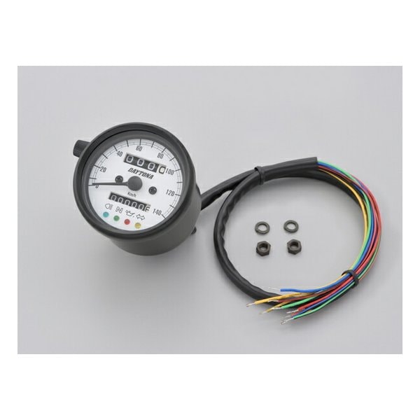 機械式スピードメーター φ60 ブラックボディ/ホワイトパネル 140km/h D15628 8,775円