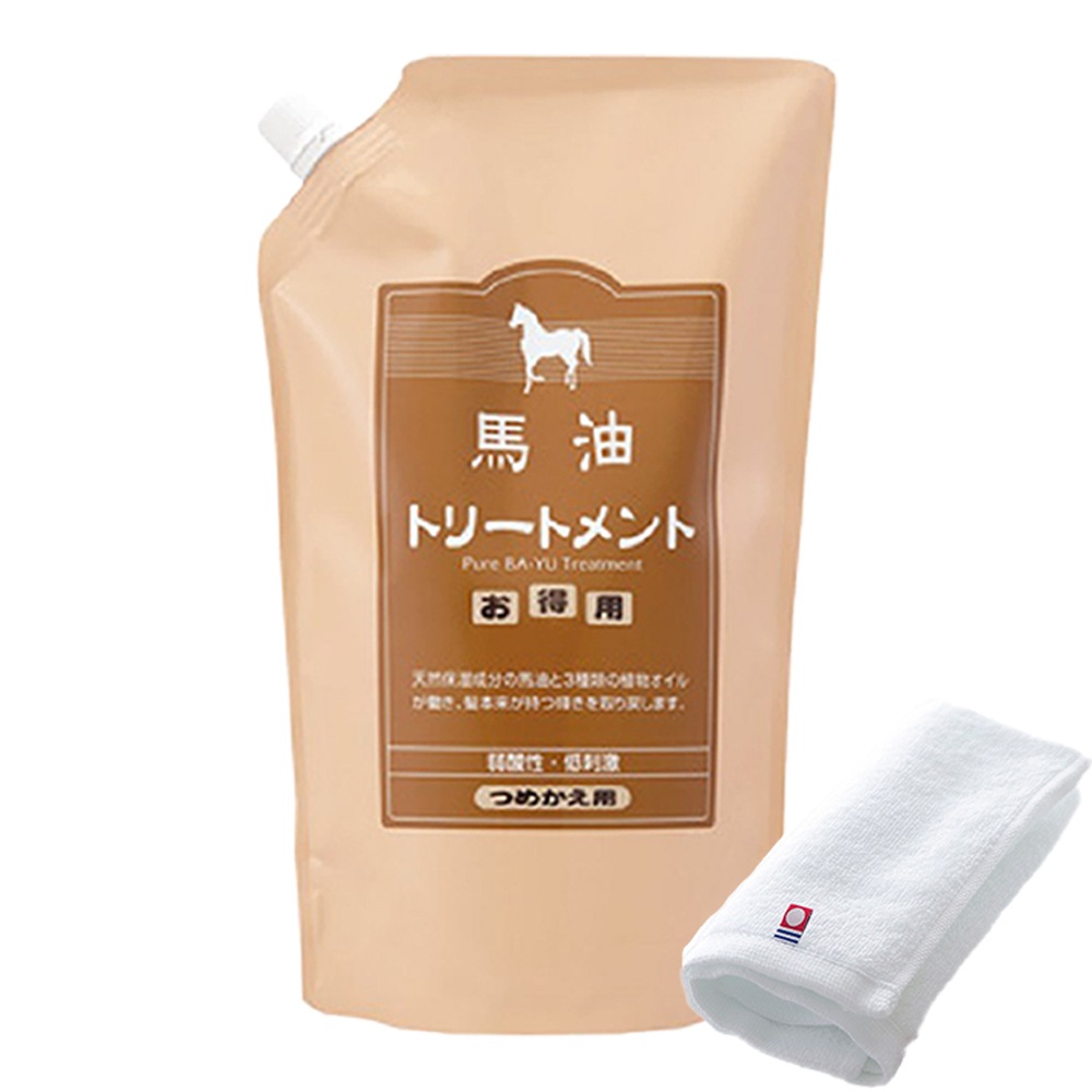 正規販売代理店 定価より10%OFF 馬油トリートメント 6本 1000g 詰め替え用 今治タオル付き 馬油 バユ バーユ トリートメント バユトリートメント 詰替え 大容量 セット 旅美人