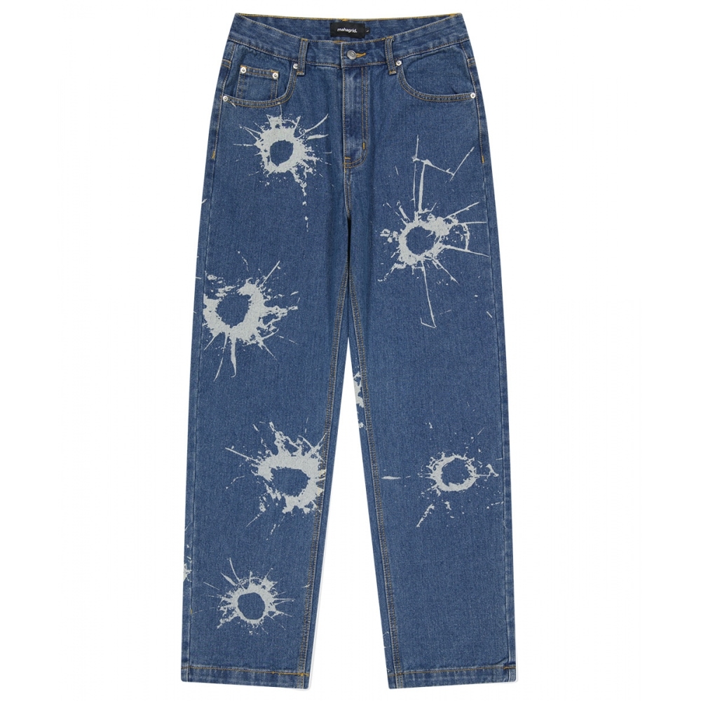 マハグリッドブレットマークデニムパンツブルー (MG2DFMD110A)