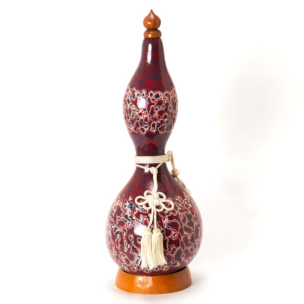 上州瓢箪　ひょうたんの置物020　二段模様　高さ56cm　研ぎ出し加工仕上げ　群馬県の工芸品　作者：天笠修次