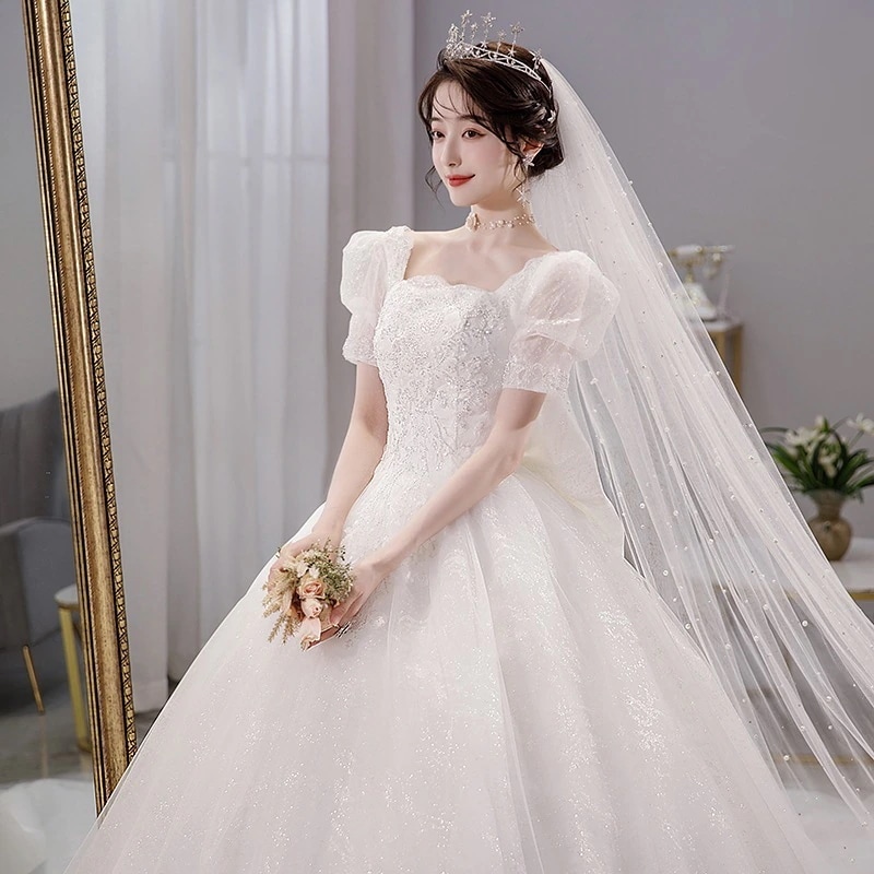 メインウェディングドレス2025ブライダルハイエンドお出かけガーゼ腕カバープラスサイズ妊婦重工業ラージテール