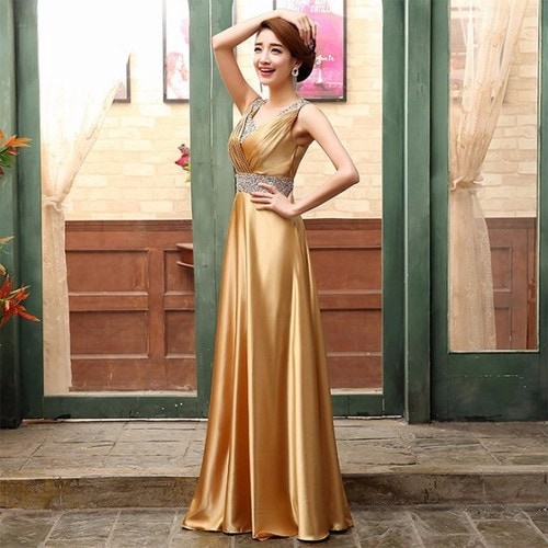 A1159.演奏会用ロングドレス（ゴールド）2019 2019 春夏 sale ワンピース エレガント カジュアル お呼ばれ 結婚式 披露宴 パーティー 女子会 レストラン デート