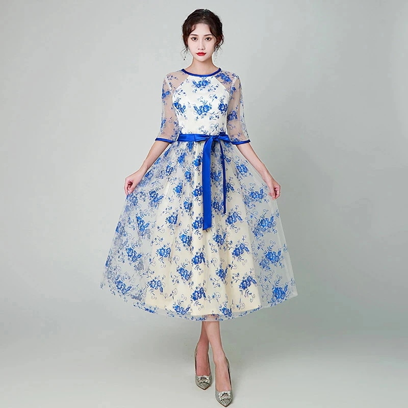 パーティードレス 韓国風 ミディドレス レディース