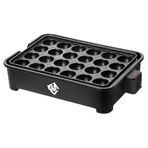 【即納】[山善] たこ焼き器 24穴 極のたこ焼き器 1200W 着脱式プレート フッ素コーティング 簡単お手入れ 串ガイド付 ワンタッチ操作 YOG-K240(B)