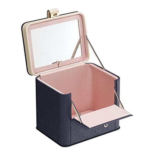 メイクボックス 鏡付き 大容量 持ち運び コスメボックス かわいい コンパクト バニティポーチ おしゃれ コスメ収納 メイクポーチ アラベスク メイク 収納 ボックス (Blue) 6,384円