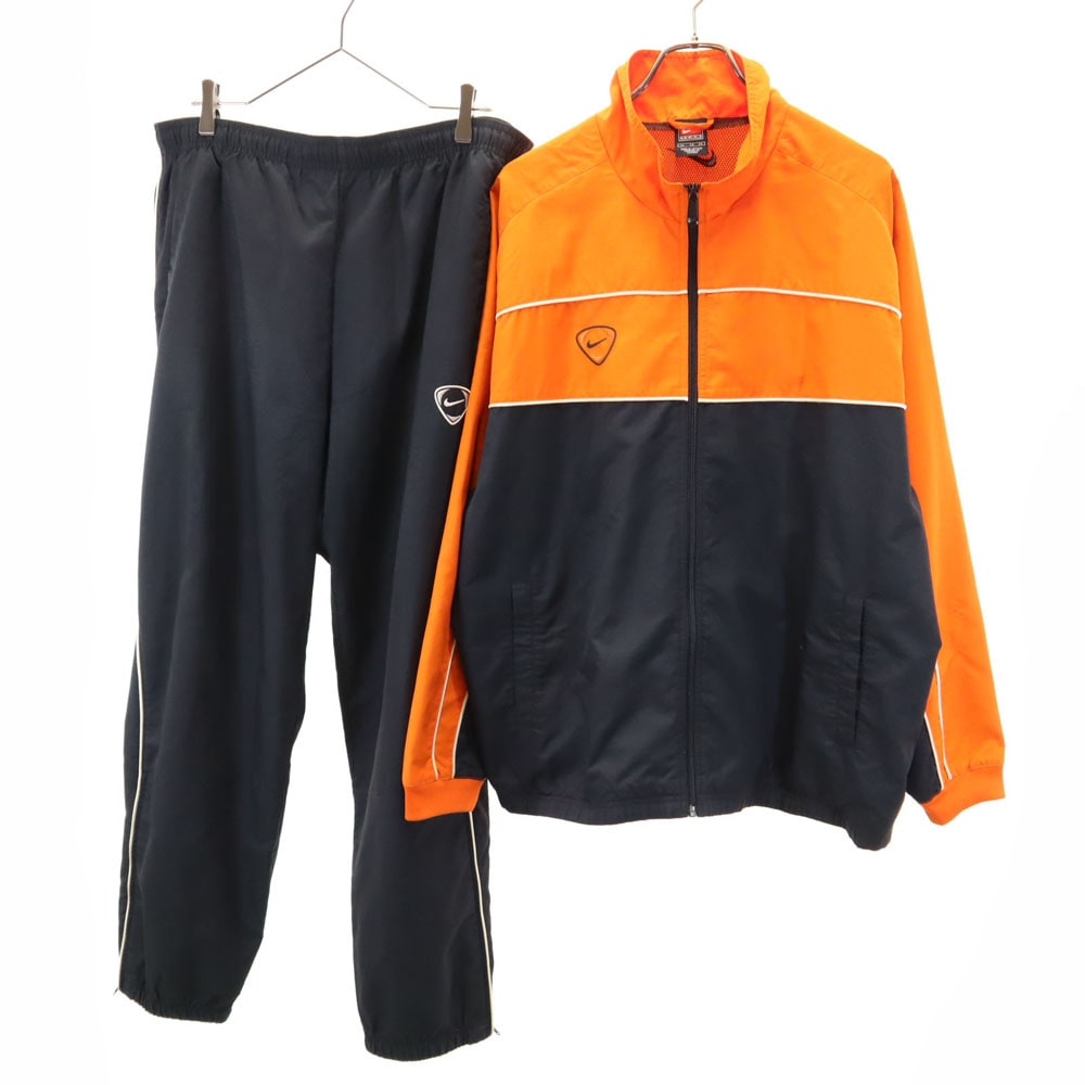 90s 00s オールド ウィンドブレーカー 上下セットアップ XL オレンジ系 サッカー メンズ