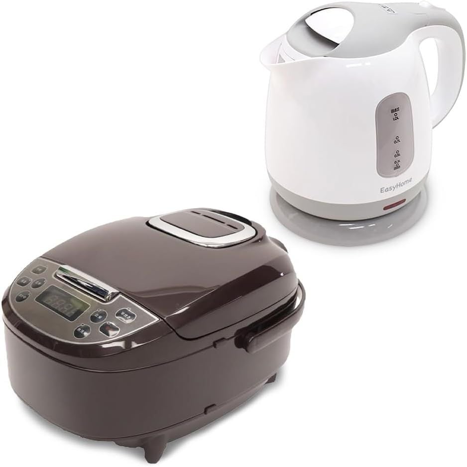 ヒロ・コーポレーション 新生活応援セット 炊飯器5合 ブラウン & 電気ケトル1L