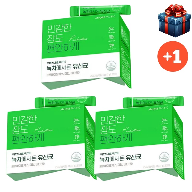 [韓国人気2+1] 緑茶から来た乳酸菌60g 60包+60包+60包 計180包 180日分(+60日分追加贈呈) 大容量 腸の健康 プロバイオティクス 有益菌 消化支援 排便活動 免疫力