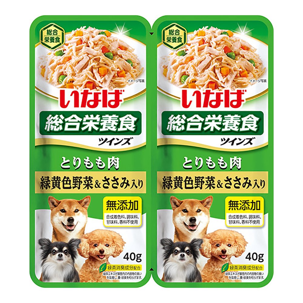 いなば　ツインズ　とりもも肉　緑黄色野菜＆ささみ入り　８０ｇ（４０ｇX２）X４８個　ＣＲＣ45―08―20―24―00