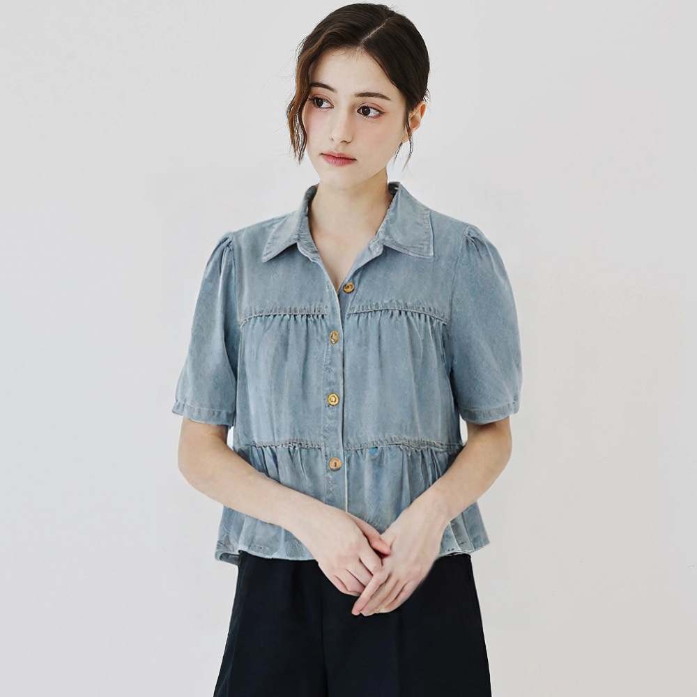 【メガ割 最大20％OFF】カンカン デニムブラウストレンド＆カジュアル