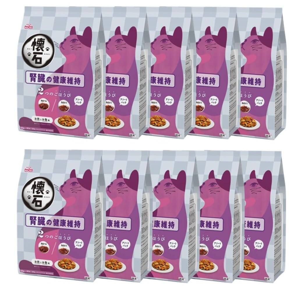 ペットライン 懐石 2つのごほうび 腎臓の健康維持 キャットドライ 総合栄養食 【国産/小分け】 600g 10袋 (ケース販売)