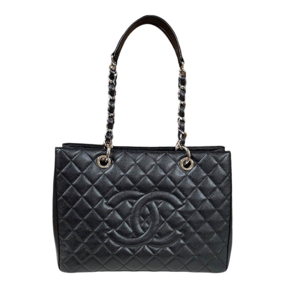 シャネル GSTトート マトラッセ トートバッグ キャビアスキン A50995 ブラック CHANEL 中古 美品