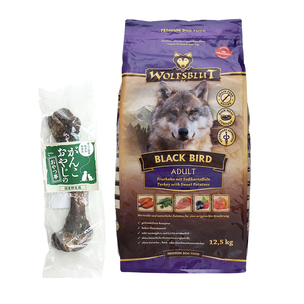 ウルフブラット アダルト ブラックバード （ターキーとスイートポテト）12.5kg 【国産鹿レッグボーン 1本Mサイズ付き】