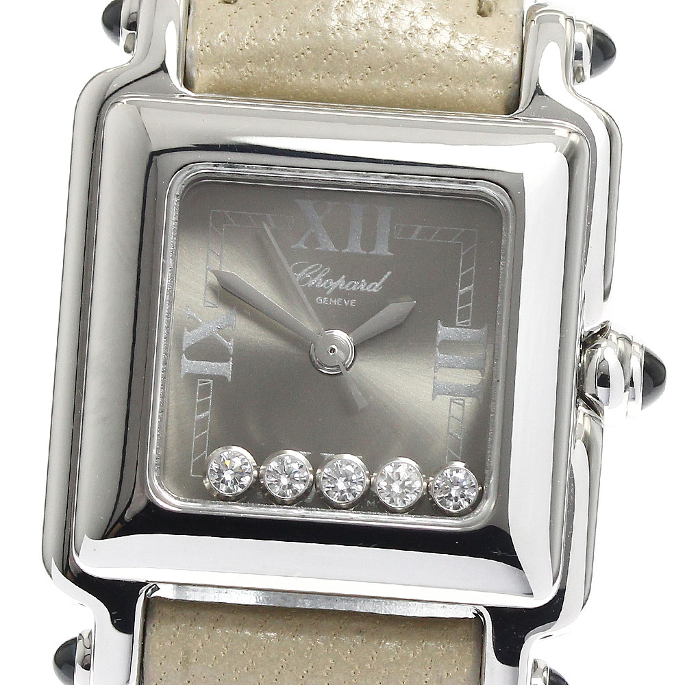 ショパール Chopard 27/8892-23 ハッピースポーツ スクエア 5Pダイヤ クォーツ レディース 良品 _893898【中古】