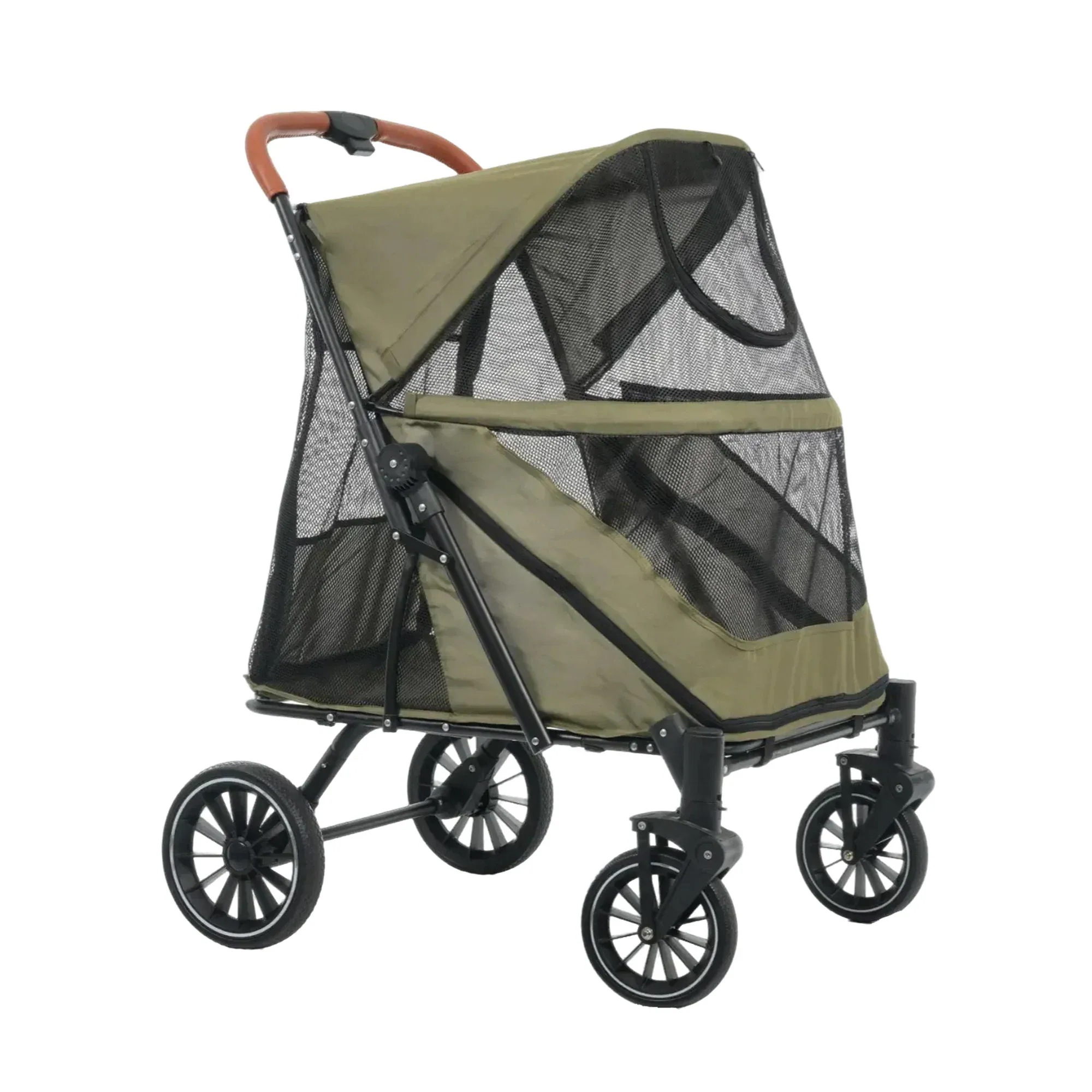 【急速出荷!】1496ペットカート 耐荷重50 大型犬対応 前後ドア 乗りやすい 折りたたみ 多頭 ワンタッチ折り畳み 中型犬 小型犬 猫 軽量 組立簡単 工具不要 介護用 ドッグカート 犬 猫 動物