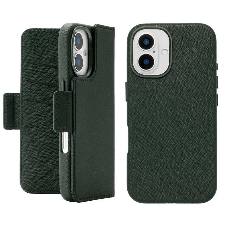 CCCフロンティア　2Way Mag Flip Case for iPhone 16 green　UNI-CSIP24LP-2MPSV
