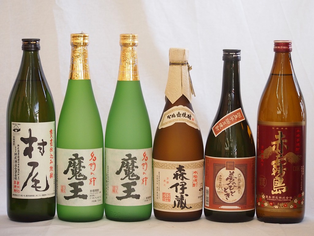 プレミアムな芋焼酎飲み比べ6本セット(森伊蔵720ml1本 魔王720ml2本 村尾900ml