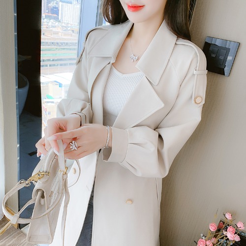 コート着 セミロング ニューデザイン 女 春 秋 コート ウエスト引き締め やせて見える 汎用性が高い トップス