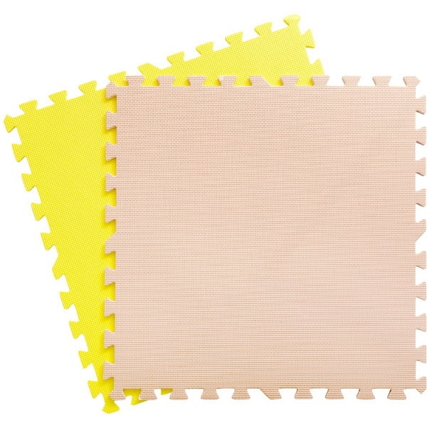 ホームテイスト JMT-64 サイドパーツ付きジョイントマット 64枚セット(大判60cm）【Nobile-ノービレ-】 ベージュ＆イエロー メーカー直送