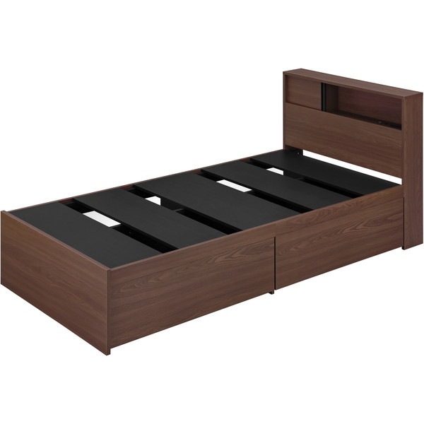 SDB-Sウォールナット/ブラック [スライド扉収納ベッド S] メーカー直送