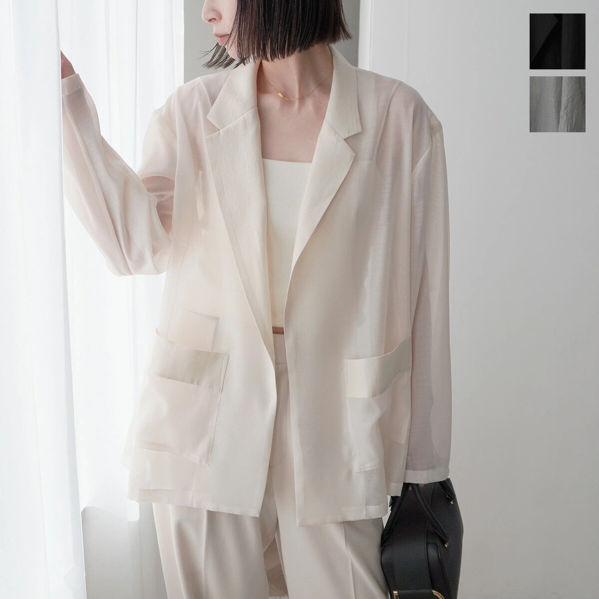Eimee Law エイミーロウ ジャケット 841050-2 レディース シアー ワッシャー テーラード オーバーサイズ 長袖 カラー3色 【mega】