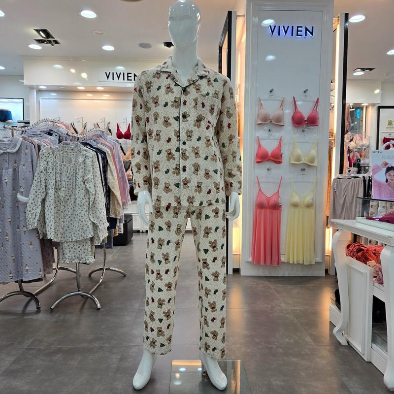 可愛いクマのプリント ポリ起毛 メンズパジャマ MP8877A