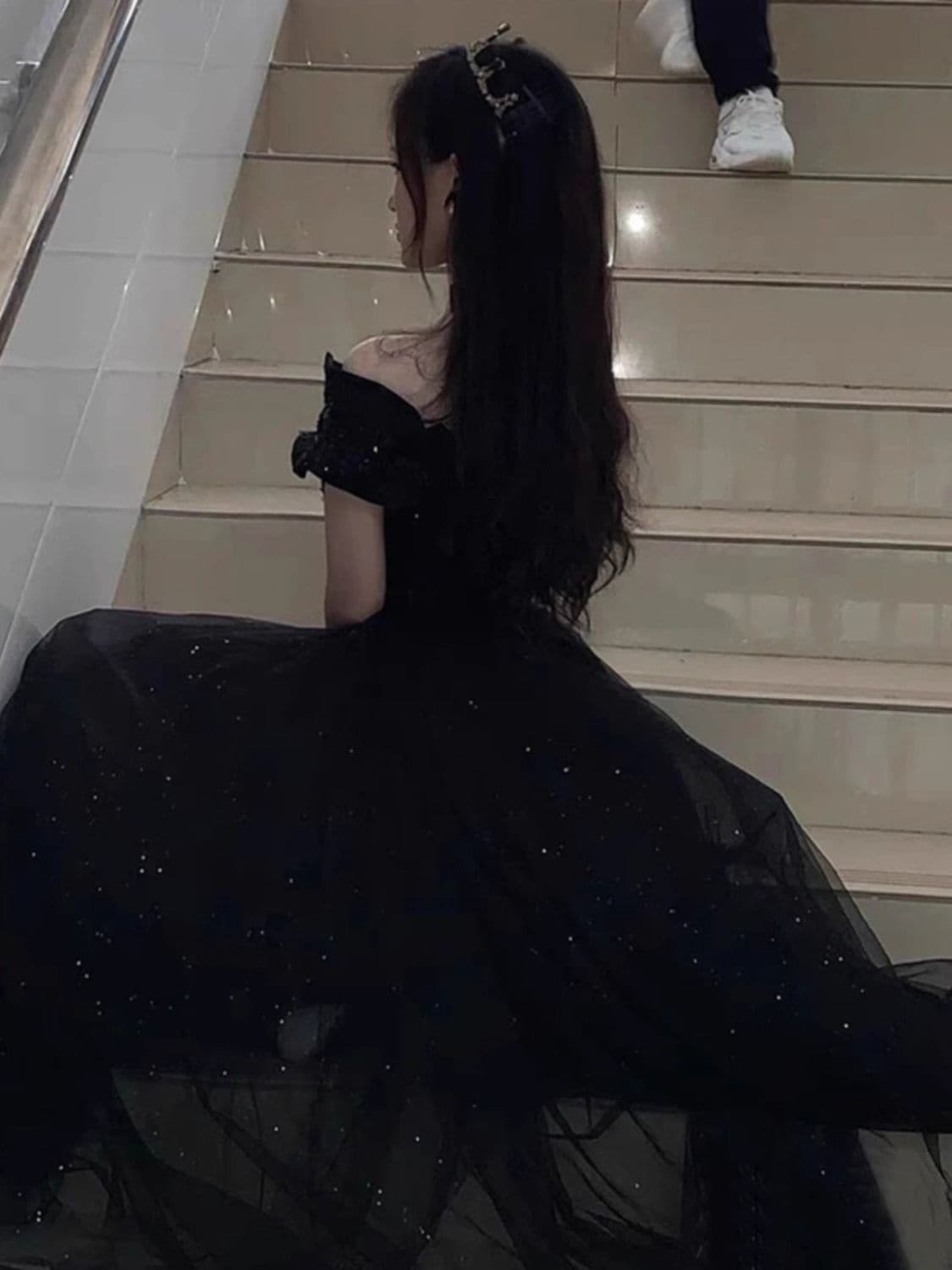 女性のための黒のイブニングドレス 2025 ロングエレガントな気質宴会誕生日主催成人式